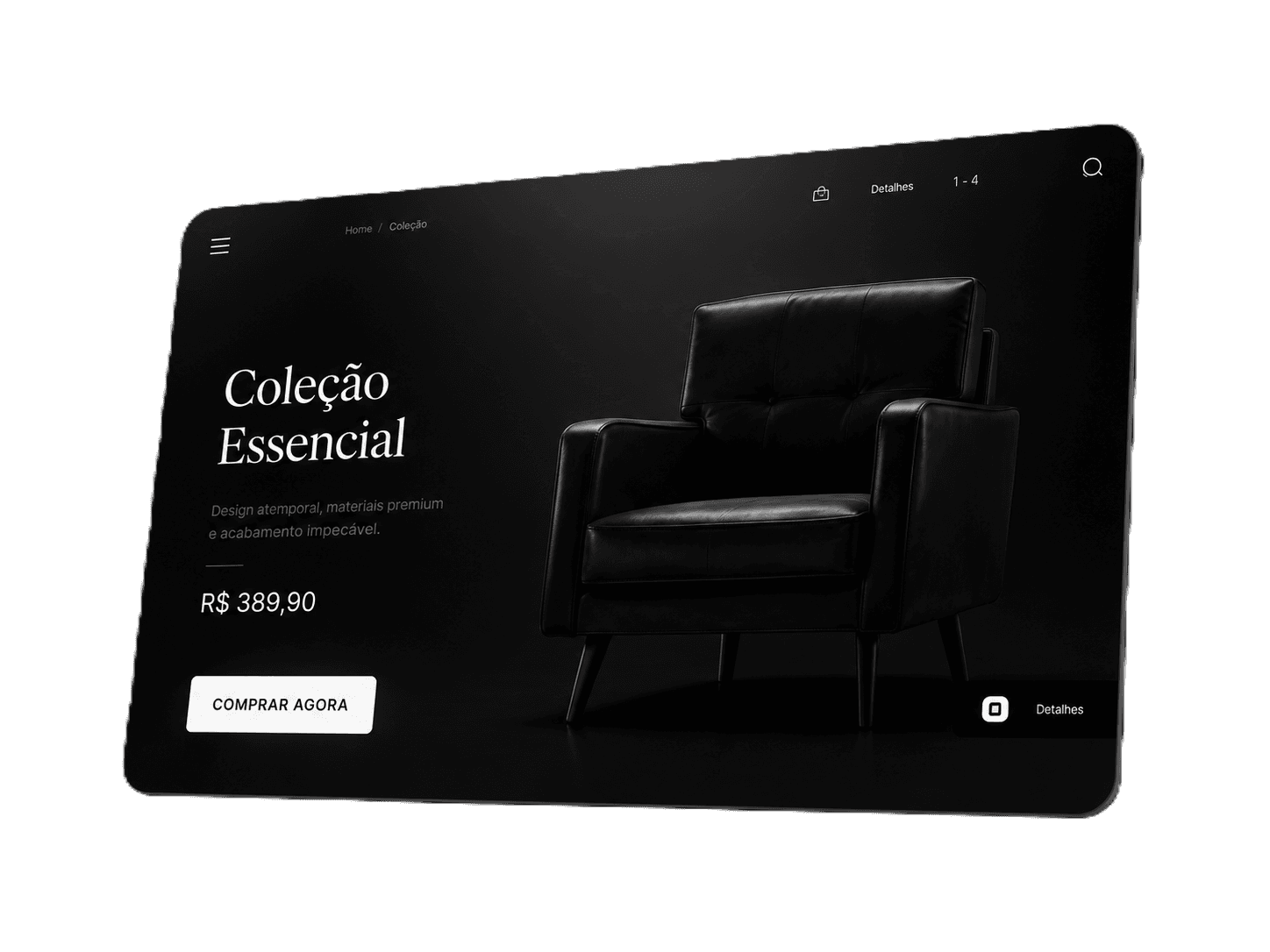 Mockup de loja virtual coleção essencial