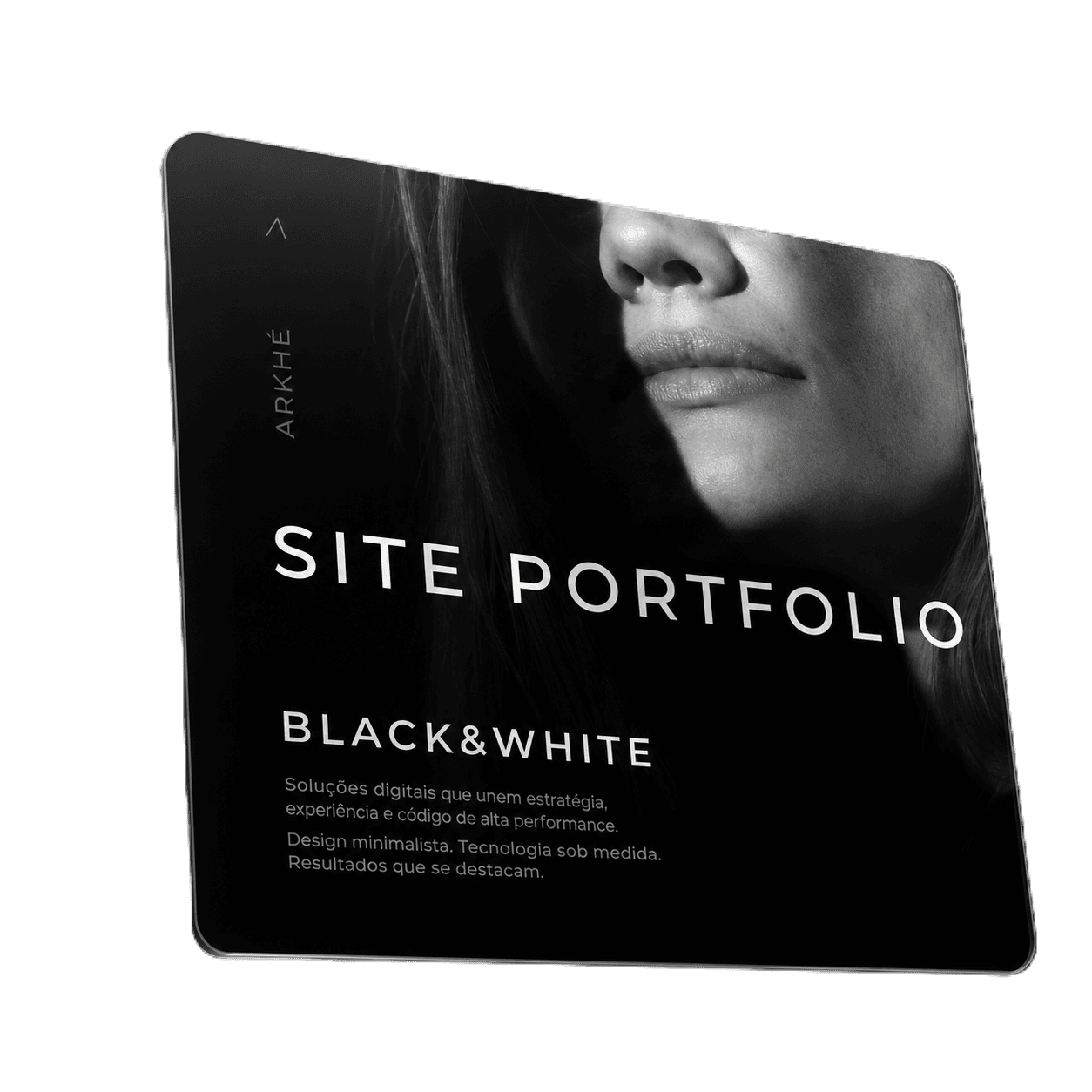 Mockup de site portfólio em preto e branco